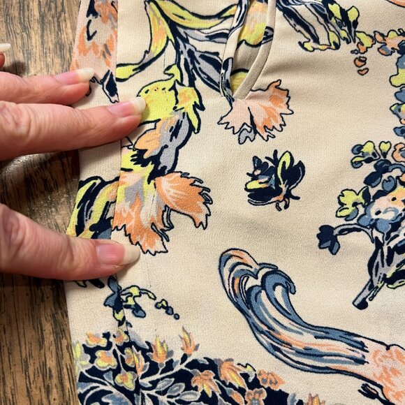 BCBG MAXAZRIA RYEN Medium M Cream Yellow Peach Floral Spring Pants POSH58 - Picture 13 of 16